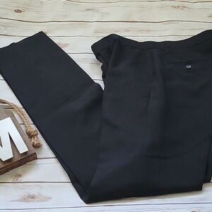 Braveman black flat front dress pants with unfinished hems